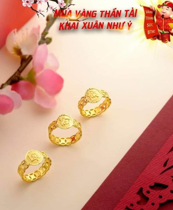 Nhẫn kim tiền vàng18k, 24k - Ảnh 2