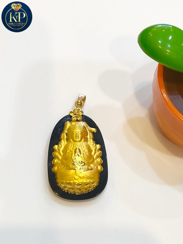 Mặt phật bản mệnh ngọc bích phủ vàng 24k